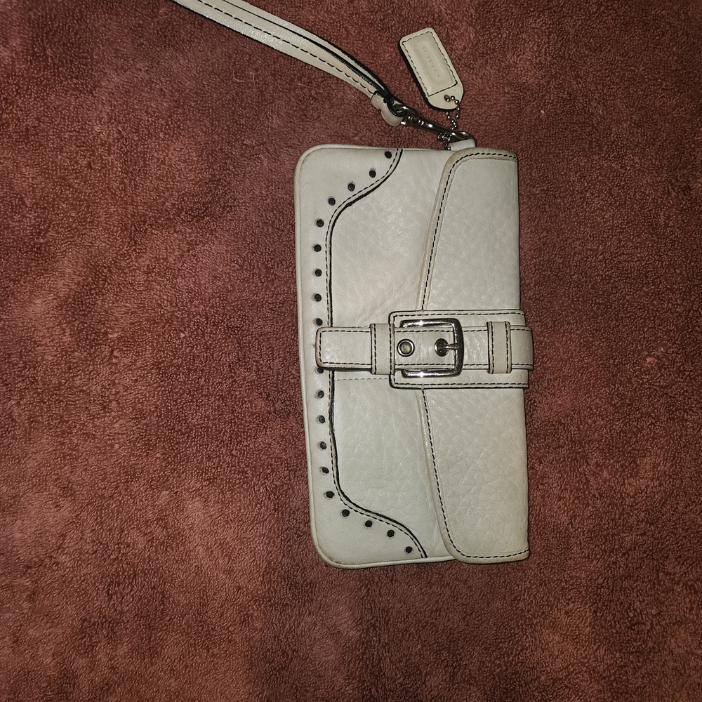 Coach Cream Wallet with Buckle Detail